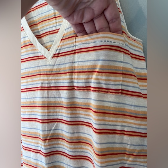 Madewell • Whisper Cotton V-neck Pocket Tank in Fieldgate stripe • NWT • X-Small - Picture 10 of 11